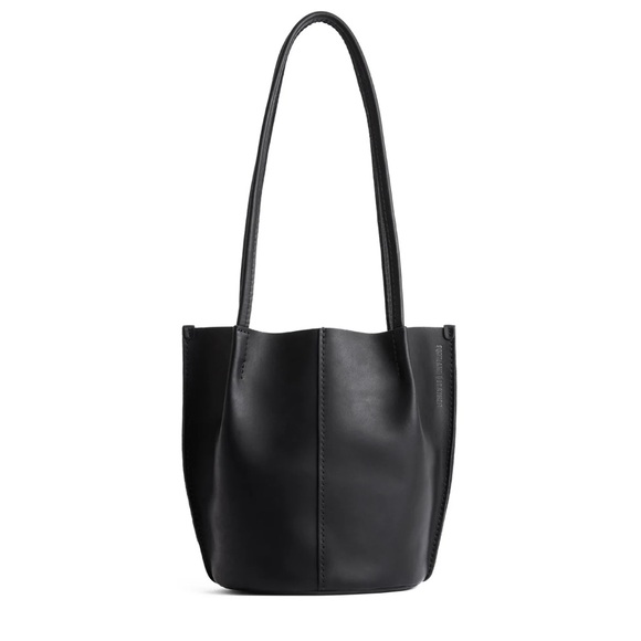 PORTLAND LEATHER BLACK DEVAN BUCKET BAG SMALL TOTE - Picture 3 of 10